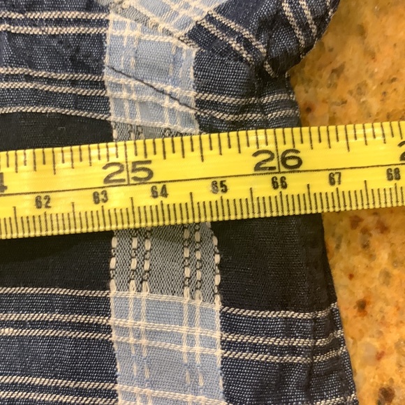 BOBBY JONES Mens Short Sleeve Blue Plaid Button Up XXL Shirt cotton/linen blend - Picture 6 of 7